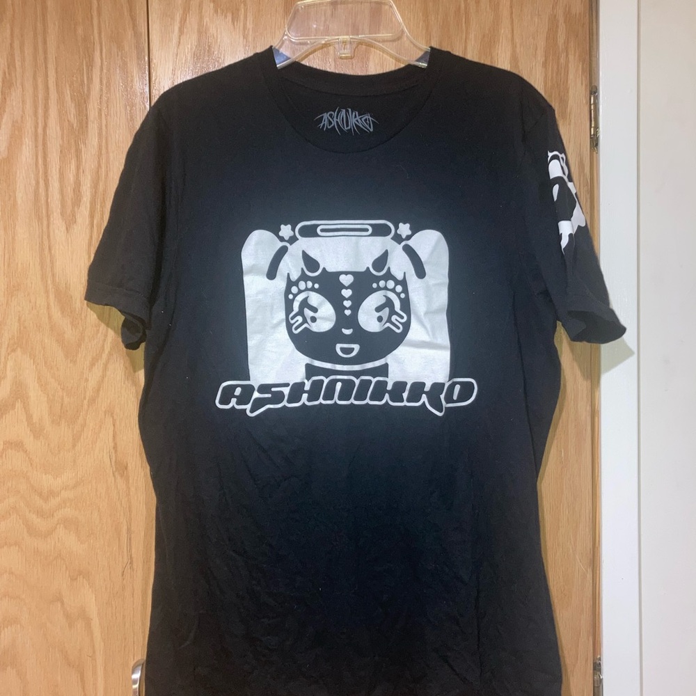 Black Graphic T-Shirt with White Design